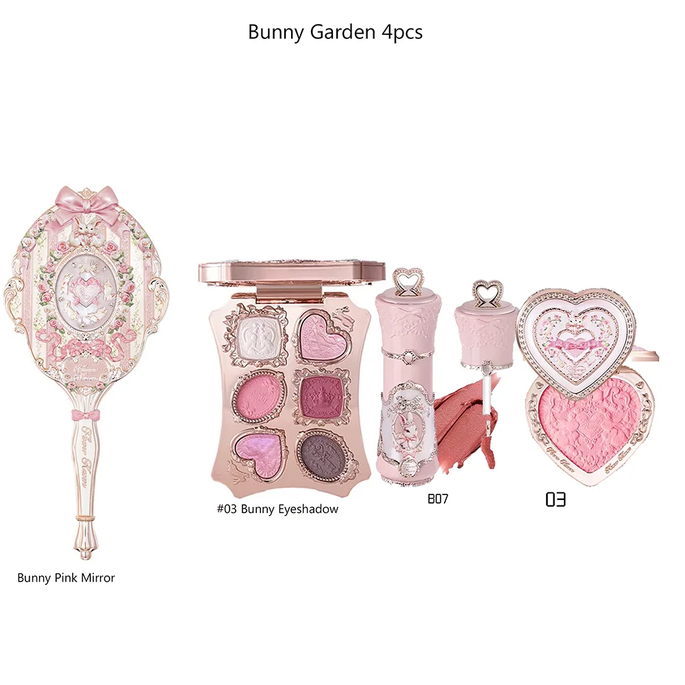 Flower knows bunny Collection Makeup Set Eyeshadow Palette Blush Lip Gloss Makeup Bag Matte Glow Shimmer Eye Shadow Kit