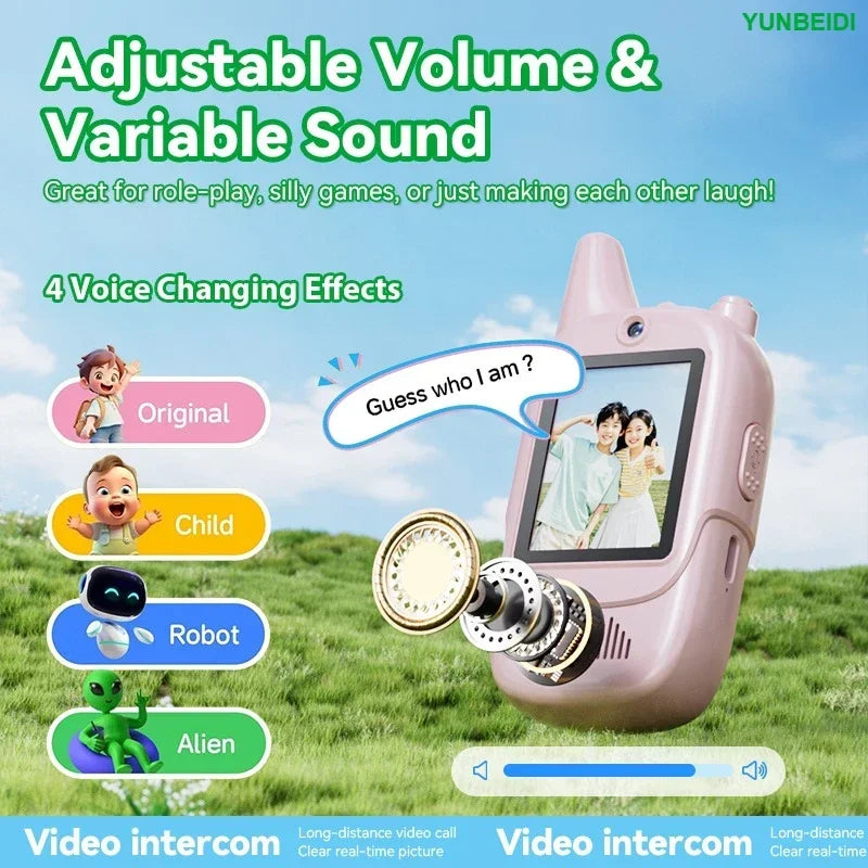 2PC Kids HD-Video Walkie Talkies 3 Styles Intercom USB Charging Indoor Outdoor Boys Girls Age 3+ for Child's Toys Birthday Gifts