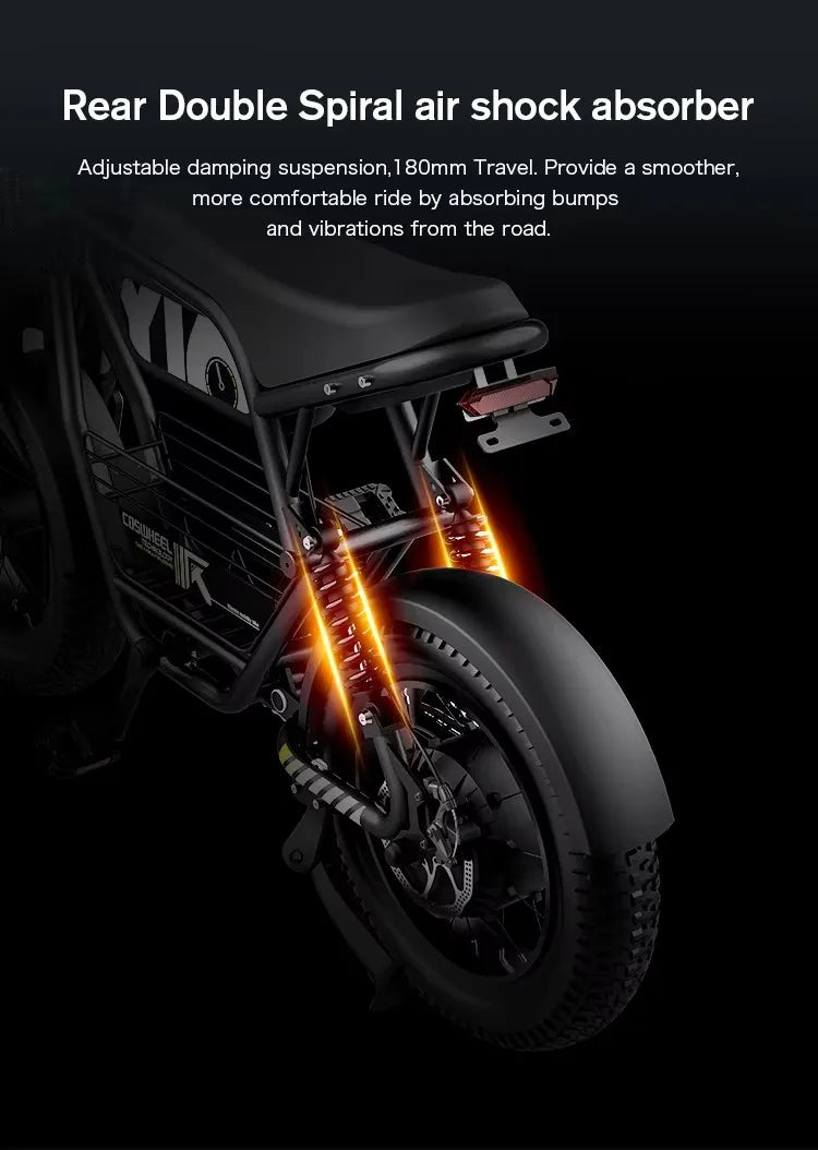 Coswheel Y16 Electric Bike for Adults 1000W Moped Style Ebike 48V 15Ah Removable Battery 28MPH Electric Motorcycle FatTire ebike