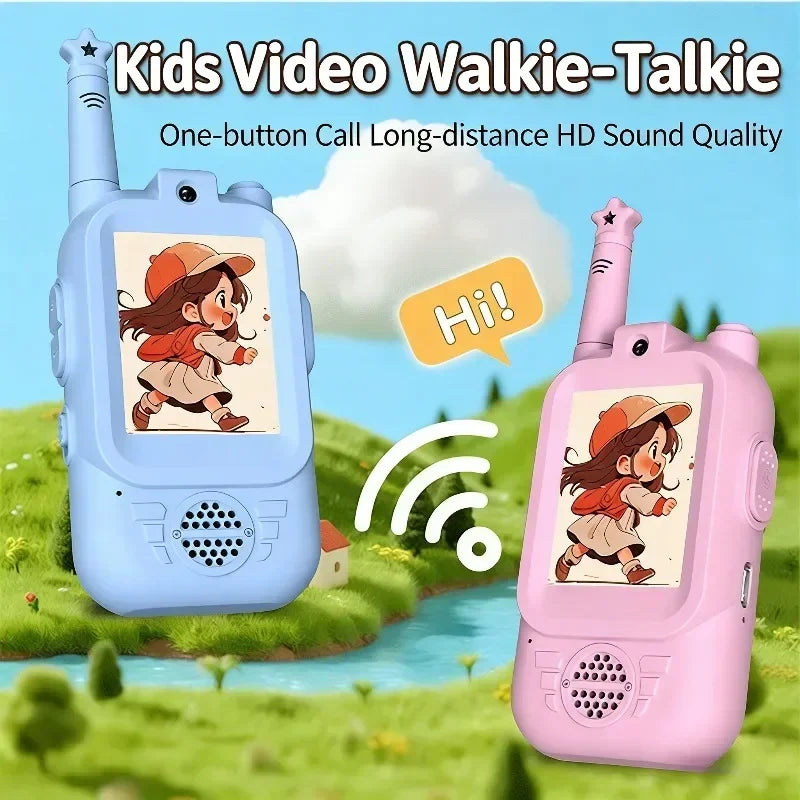 2PC Kids HD-Video Walkie Talkies 3 Styles Intercom USB Charging Indoor Outdoor Boys Girls Age 3+ for Child's Toys Birthday Gifts
