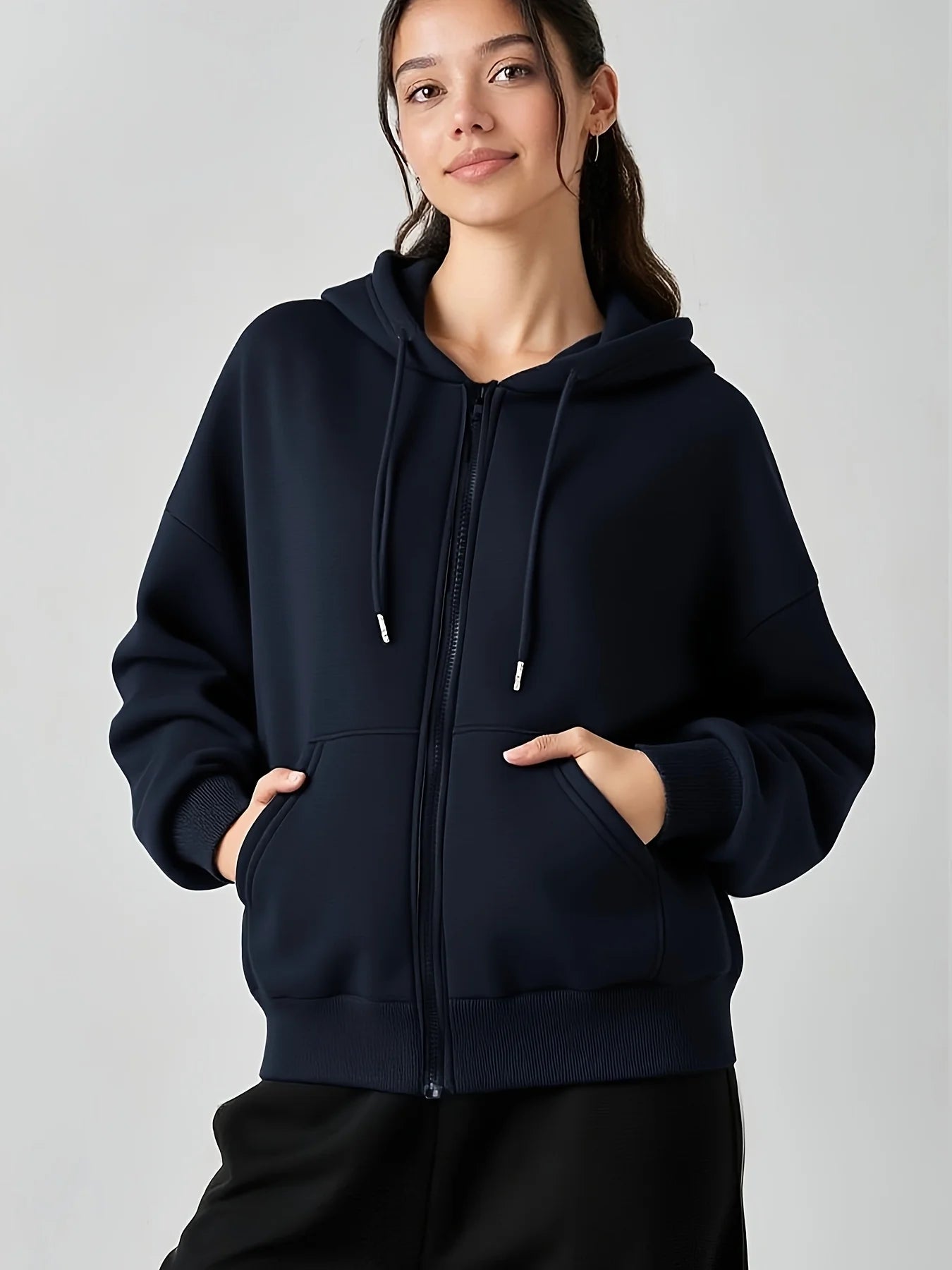 Plum blossom Women's Zipper Hoodies Jacket Cotton Fleece Hoody Sweatshirt Pullover Autumn Winter Oversized Loose Tops Coat