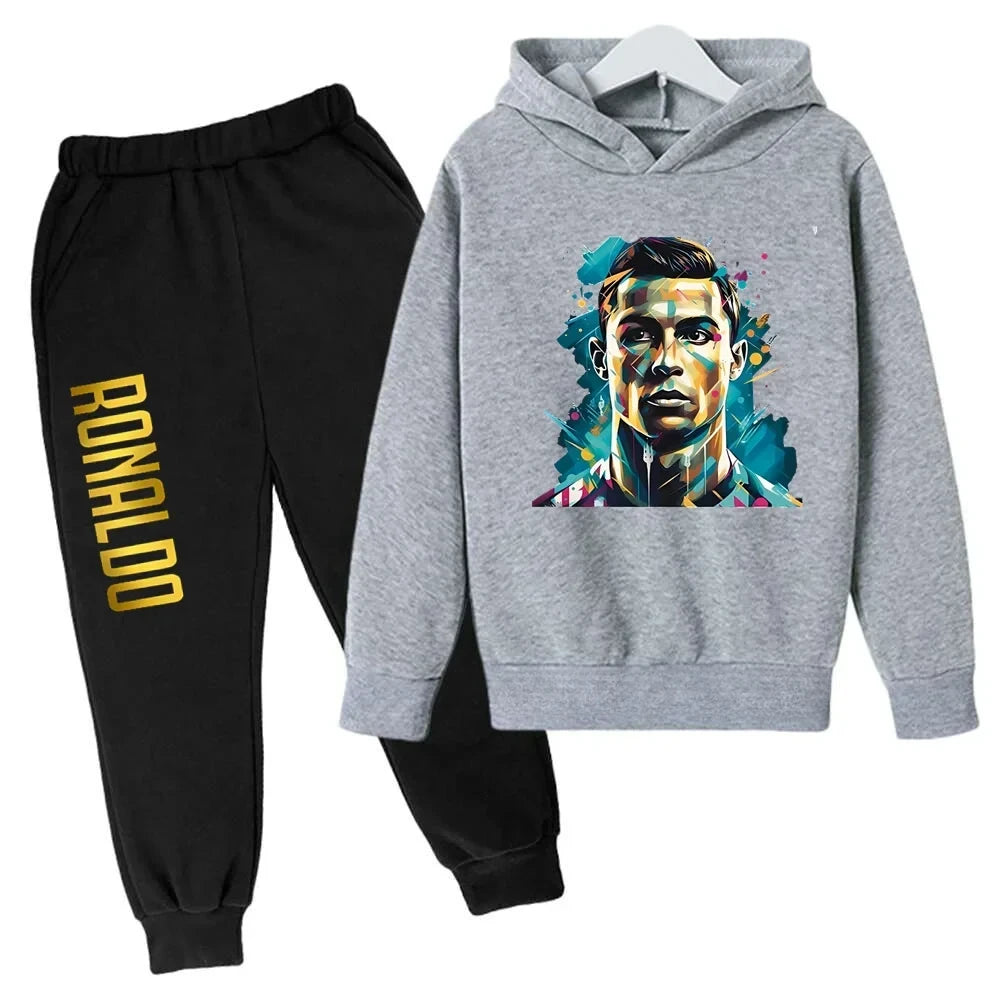 Ronaldo CR7 Print Football Idol Clothing Children Hoodie 2pcs Set Pants Suit Kids Boys Tracksuit Girls Clothing Sport Tracksuits