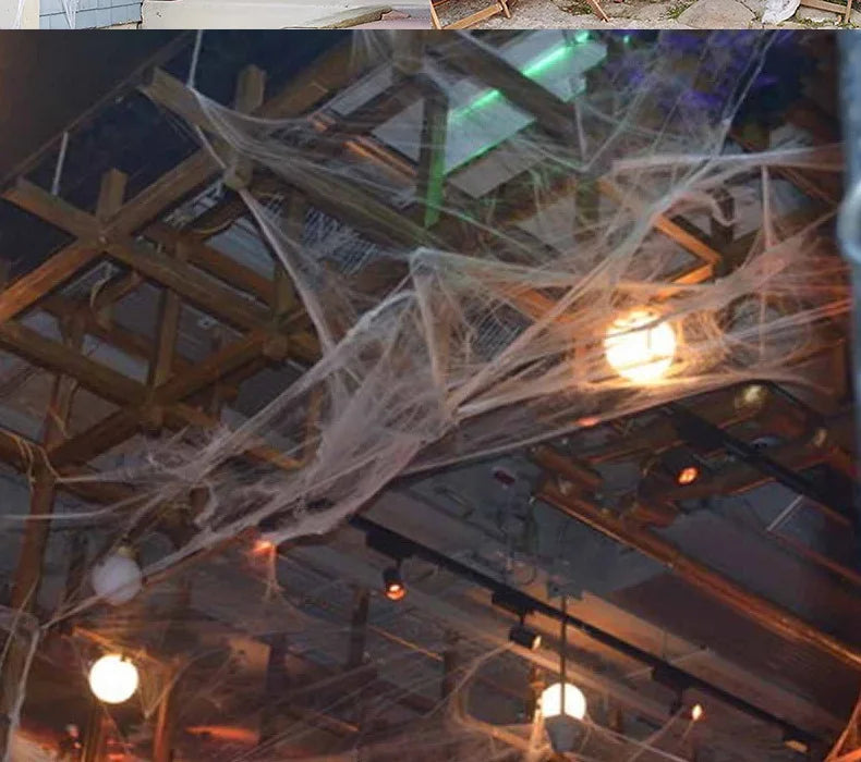 Halloween Decoration White Spider Web Artificial Stretchy Cobweb for Halloween Scary Home Party Scene Props Haunted House Decor