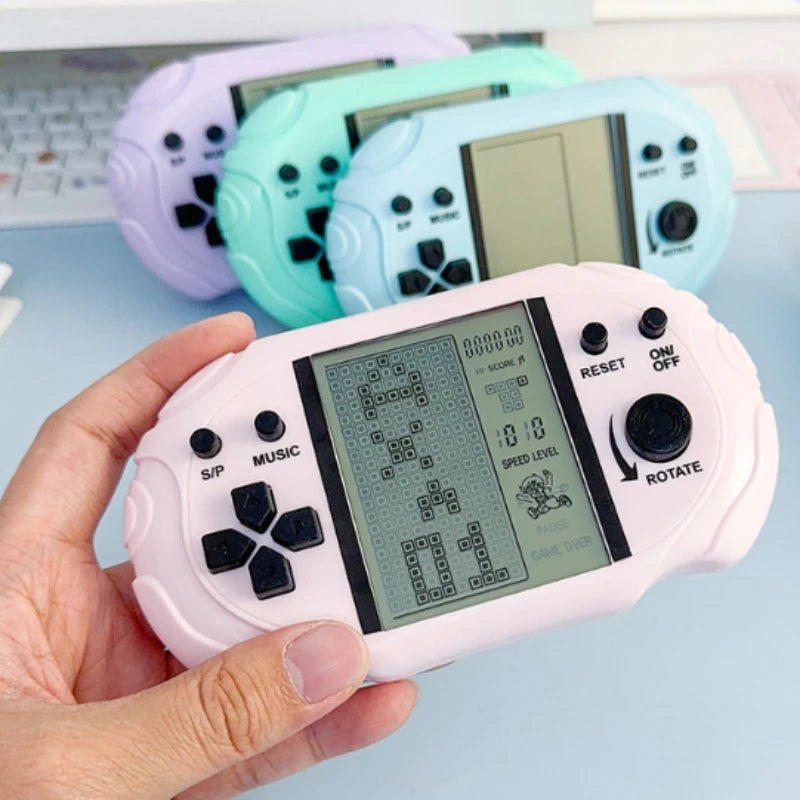 1/2/3 PCS Popular Kawaii Pastel Handheld Tetris Game Console Design Large Display Retro Pocket Game Ornament Backpack Decor Toy