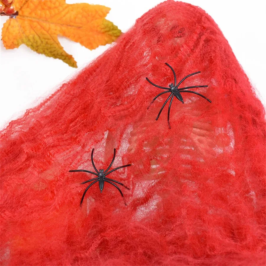 Halloween Decoration White Spider Web Artificial Stretchy Cobweb for Halloween Scary Home Party Scene Props Haunted House Decor