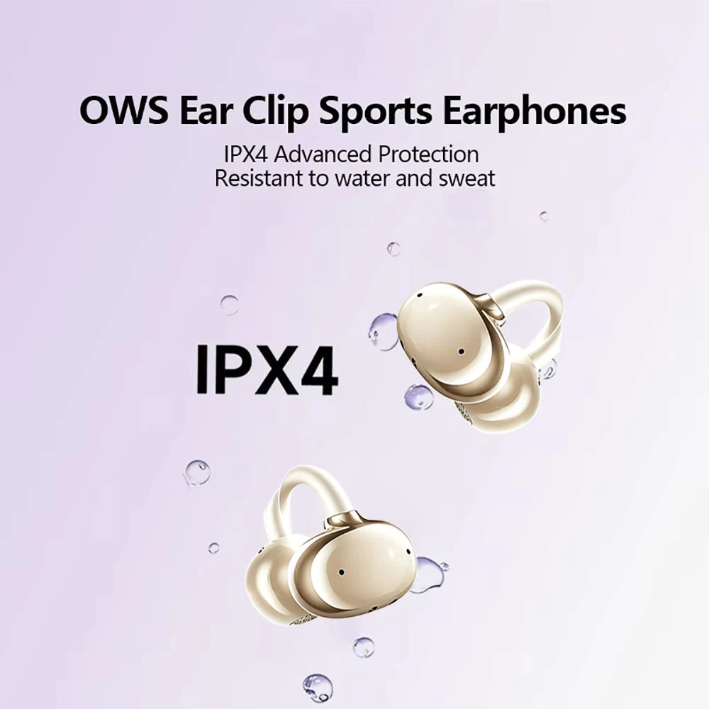 KEBIDUMEI Open-Ear Wireless Headphones Bluetooth 6.0 Earphones with Mic Clear Call Ear Clip Earbuds Sports Headsets 24H Playtime