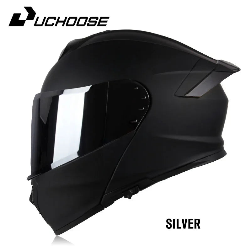 Uchoose DOT Approved Full Face Helmets Crash Motorbike Protective Gear Men Women Flip Up Helmet Motorcycle Double Sun Visor