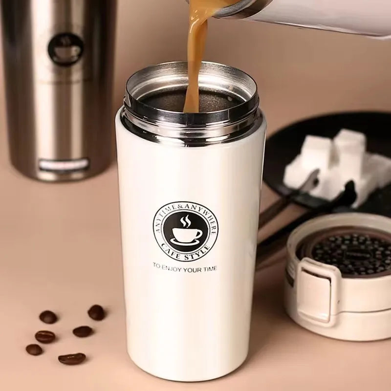 Double-Walled Stainless Steel Thermal Flask 380/510ML for Outdoor Use - Insulated Coffee Mug Maintains Temperature