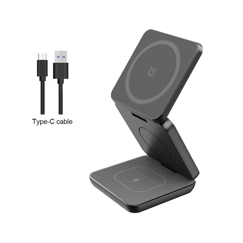 3 in 1 Magnetic Wireless Charger for iPhone Foldable Fast Wireless Charging Station for iPhone 16 15 14 13 12 Charger Stand