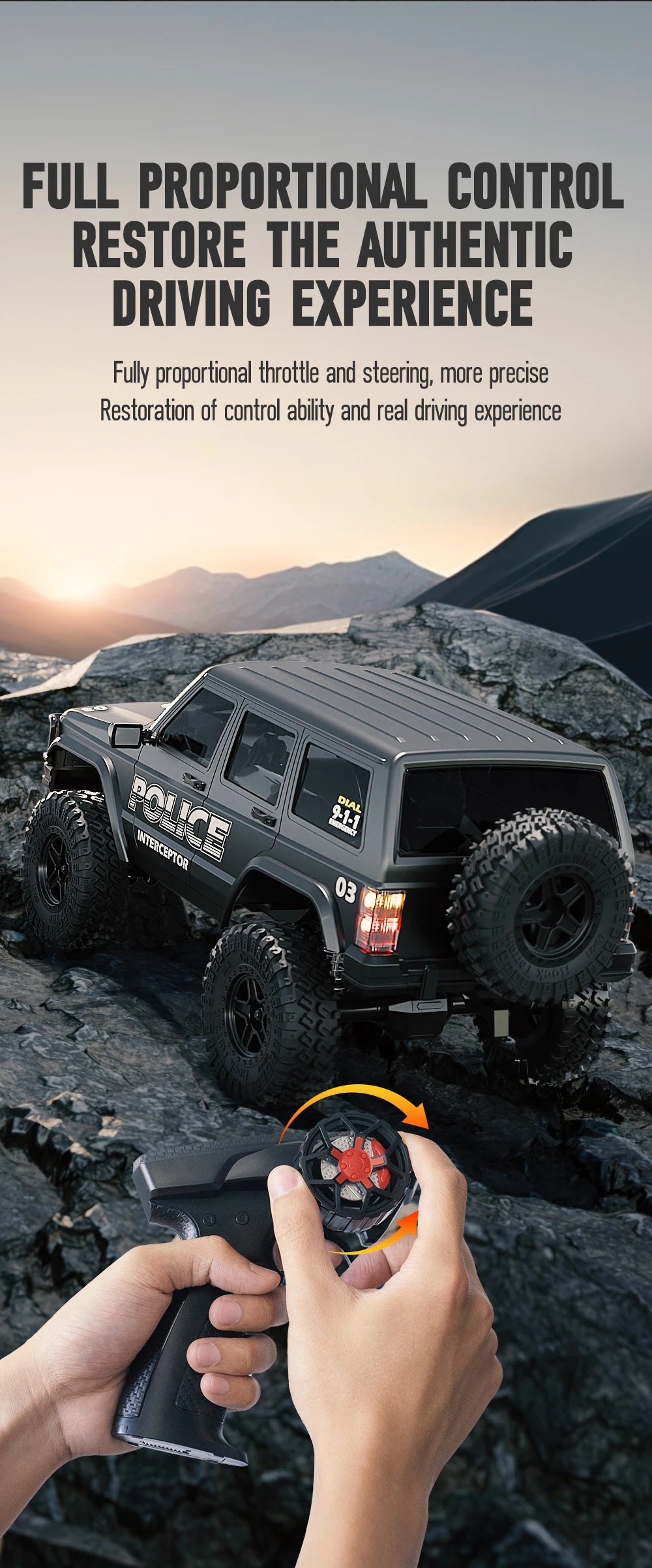 New 1:18 Scale Remote Control Off-Road Climbing Car Linked Headlights Full Proportion  2.4G 4WD Motor Pickup Model Toys Gift