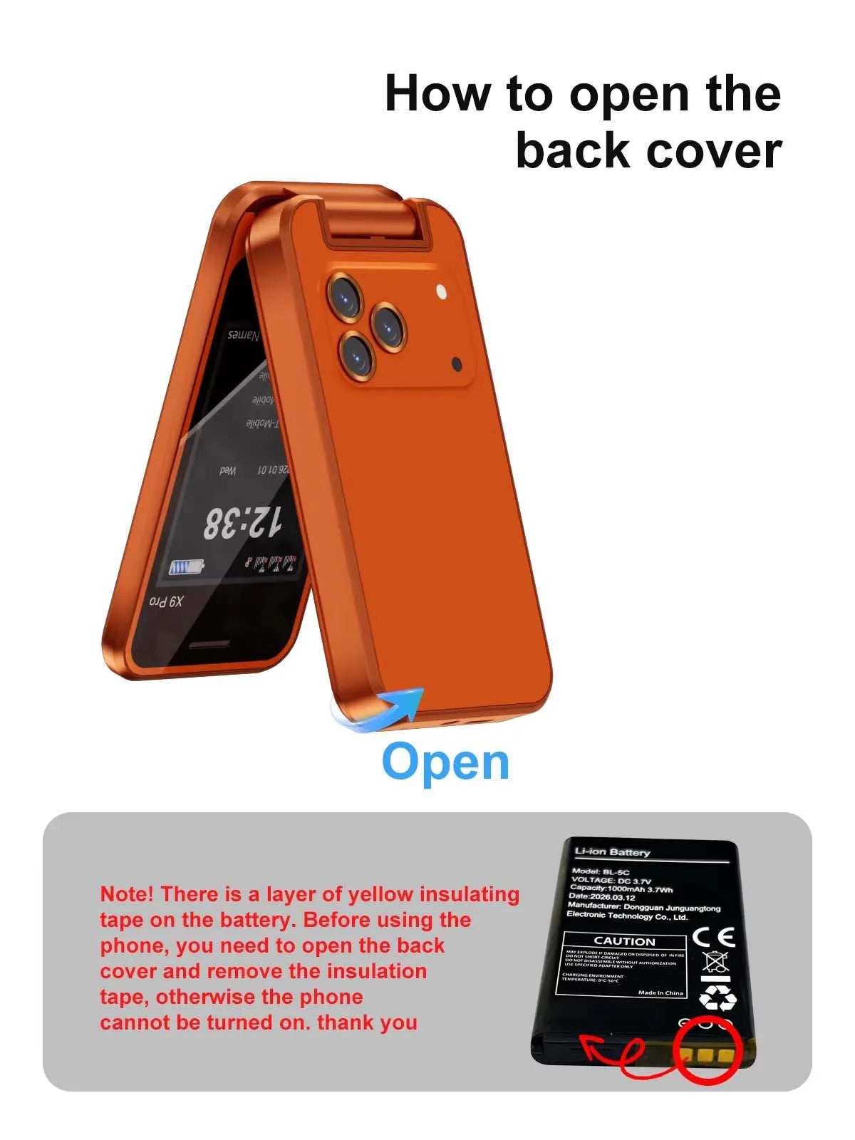 SERVO X9 PRO Mini Foldable Mobile Phone Triple SIM Magic Voice Speed Dial FM Radio 3.5mm Headphone Jack 2.4" Feature Cellphone