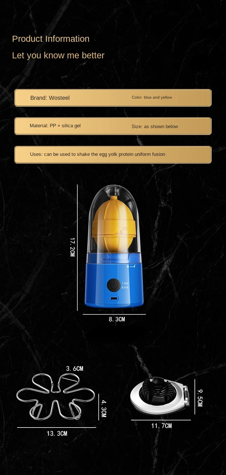 Electric Portable Automatic Egg Beater Egg Yolks and Egg Whites Mixer USB Rechargeable Spinner Shaker Kitchen Cooking Tools