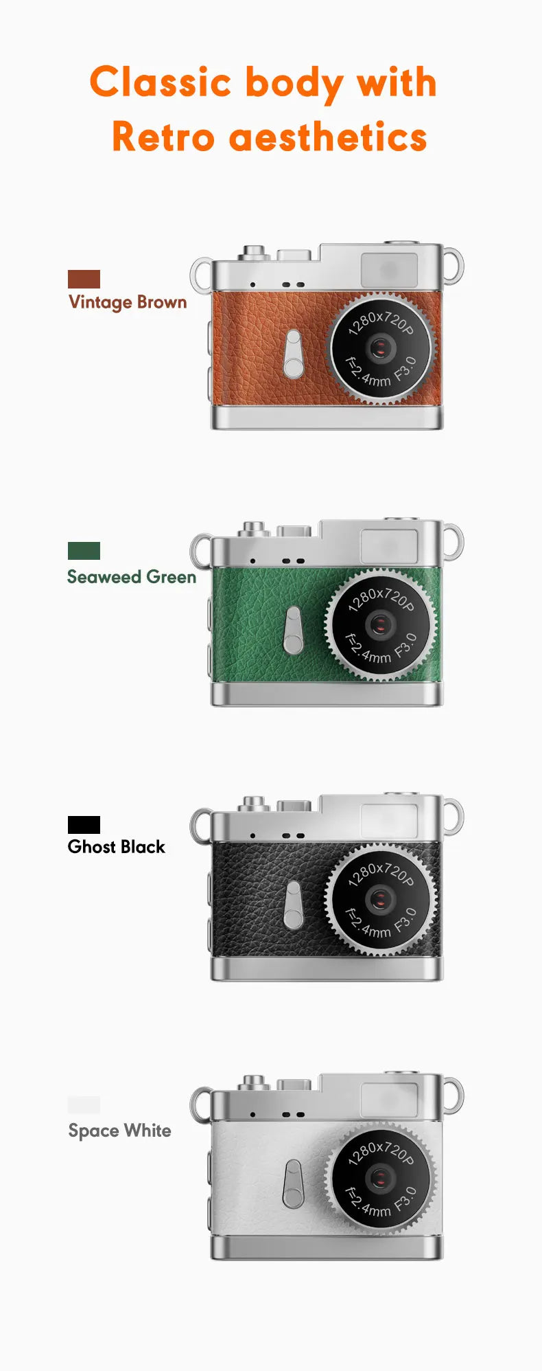 S142 Retro Digital Camera 720P Video Recorder LED Fill Light 0.96 Inch IPS Screen Portable Mini Digital Camera