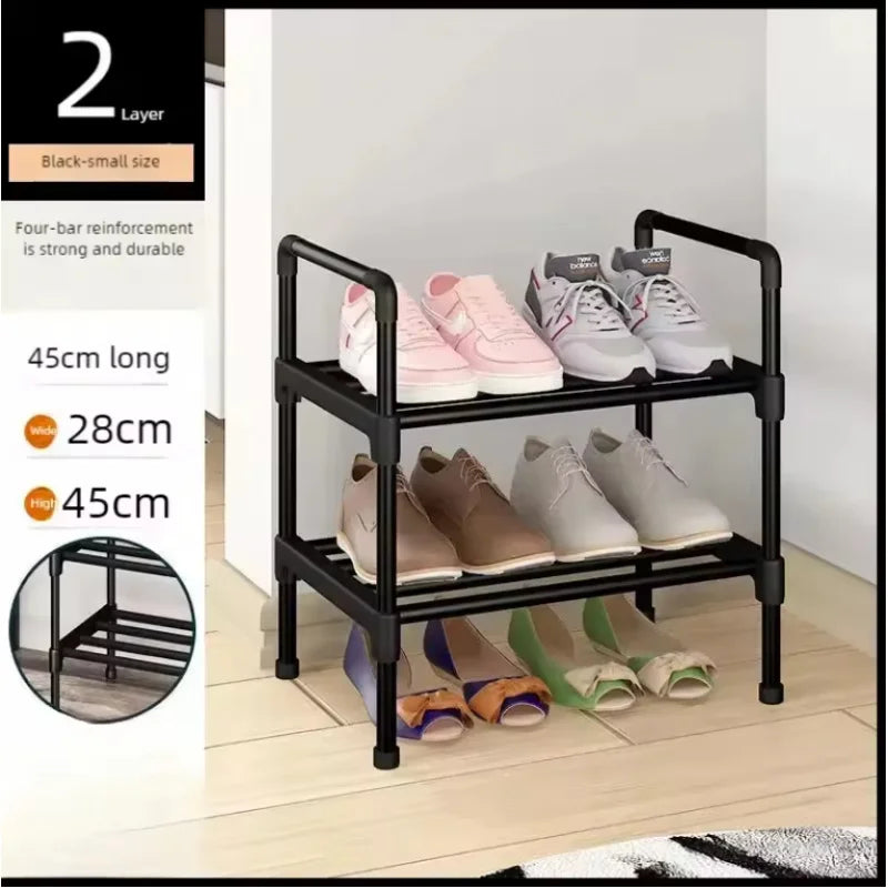 Multi-Tier Metal Shoe Rack Stackable Organizer Freestanding Black Space Saving Storage for Closet Bedroom Indoor Outdoor Use