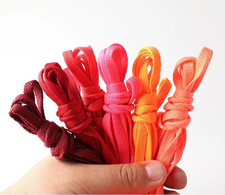 HIBERNI Flat Shoelaces for Sneakers/Adidas/Nike - 120cm/140cm Red/Orange/Hot Pink | Soft & Vibrant Laces for AF1 Shoes 1Pair