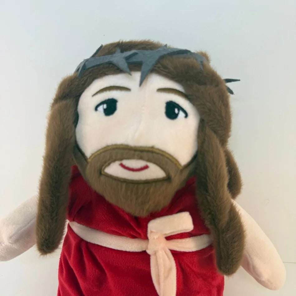 New Can Soothing Breathing Doll Red Robe Jesus/Maria Plush Toys Music Light Soothe Sleep Companion Hug pillow Doll Christma Gift