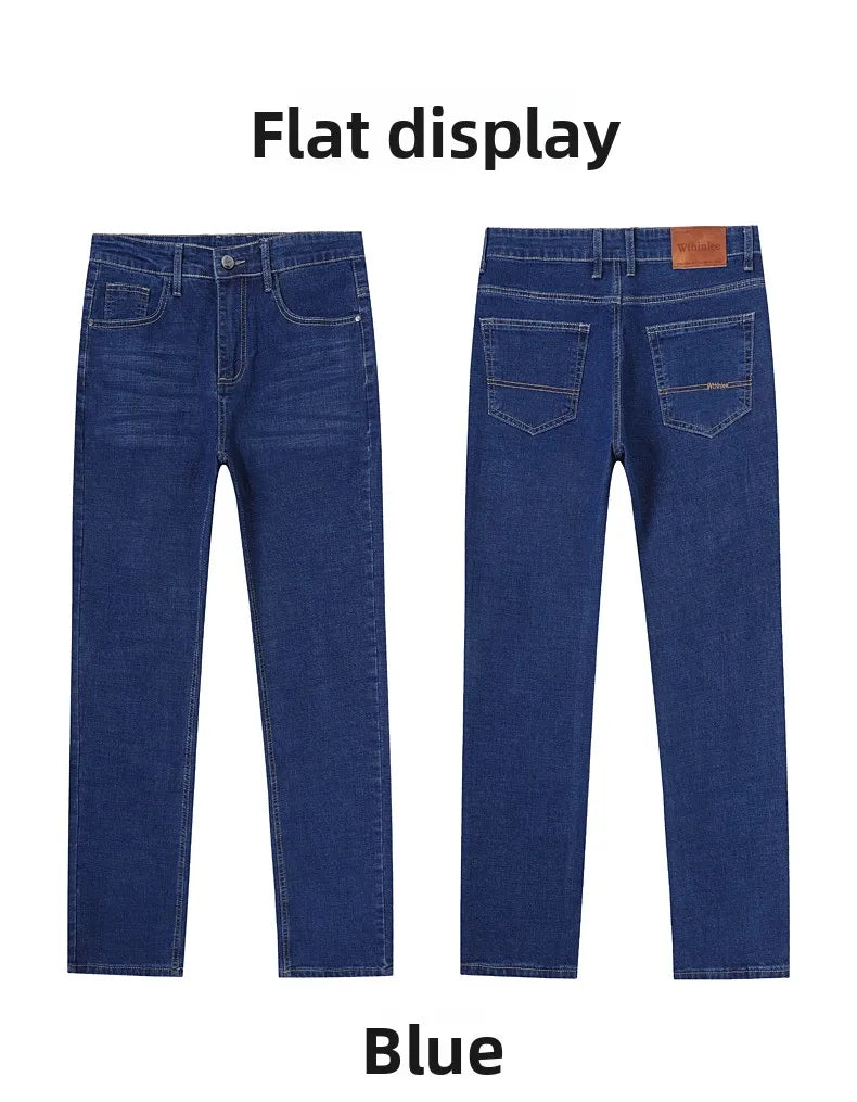 2026 Stretch Stretch Fashion Classic Blue Black Work  New Business Men's Jeans Casual StraightDenim Trousers Male Brand Clothing