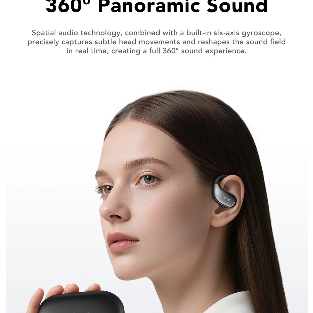 【HTC NE57】 Bluetooth V6.0 Earphones AI Translator Earbuds OWS Sport Wireless Headphones Comfort Earhooks Long Life with Mic