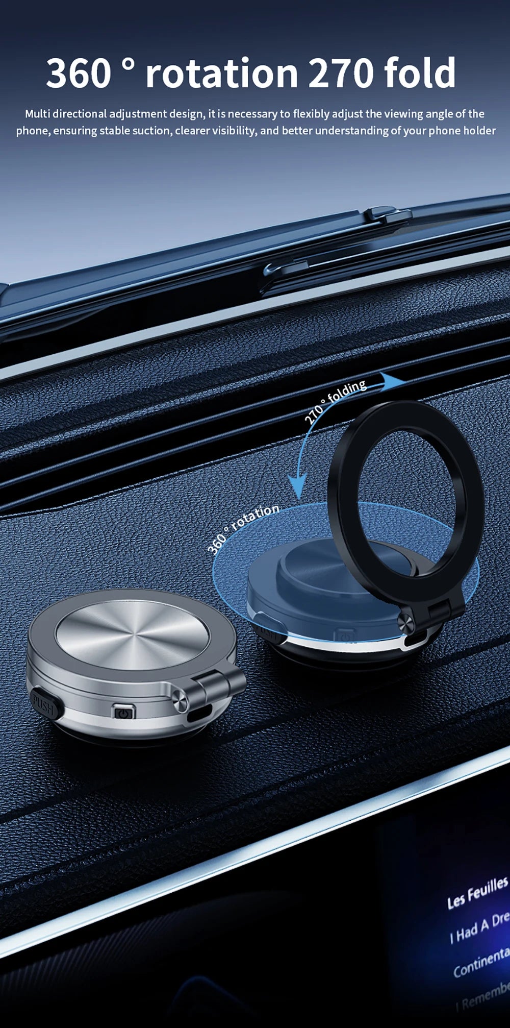 360°rotatable Car Magnetic Holder Intelligent Vacuum Adsorption Phone Stand Car Mount Windshield Magnetic Car Stable Bracket