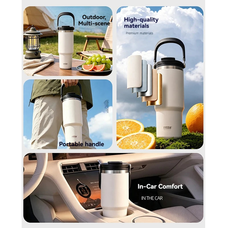 TYESO Large Capacity Stainless Steel Thermo Bottle Car Coffee Cup Keep Cold and Heat Thermal Mug Sport Water Bottle Vacuum Flask