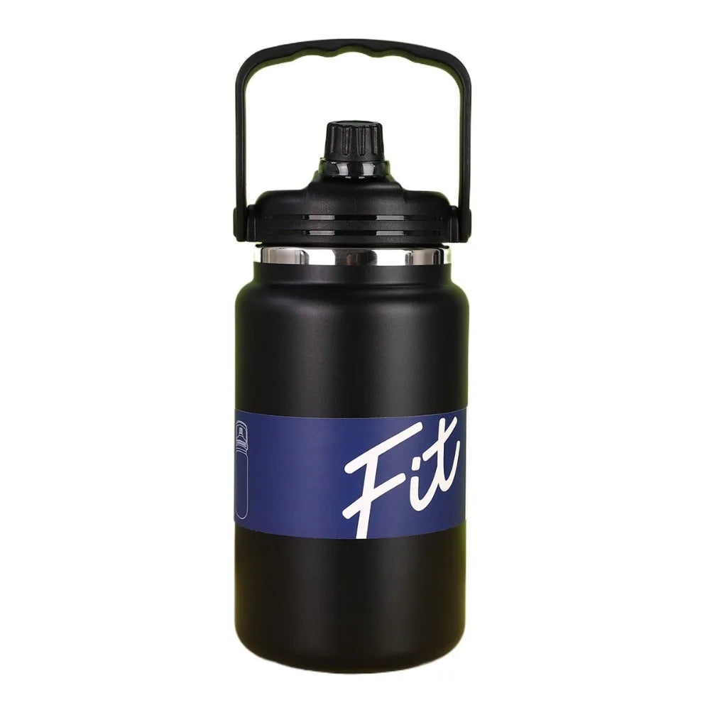 Stainless Steel Insulated Water Bottle 1.5/2/2.5L Large Capacity Sport Thermal Cup Fall-resistant with Straw Vacuum Flask