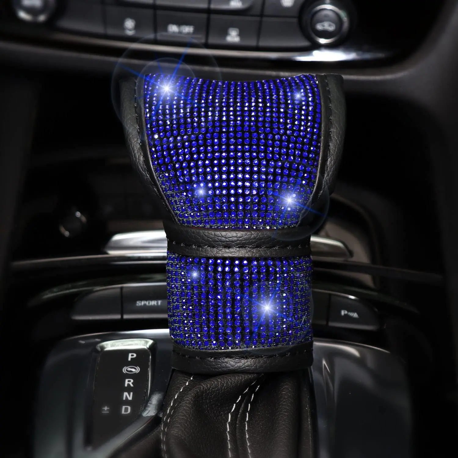 38cm Bling Car Accessories Set For Women Rhinestones Steering Wheel Cover Safety Belt Covers Gear Shift Cover Diamond Cup Pads