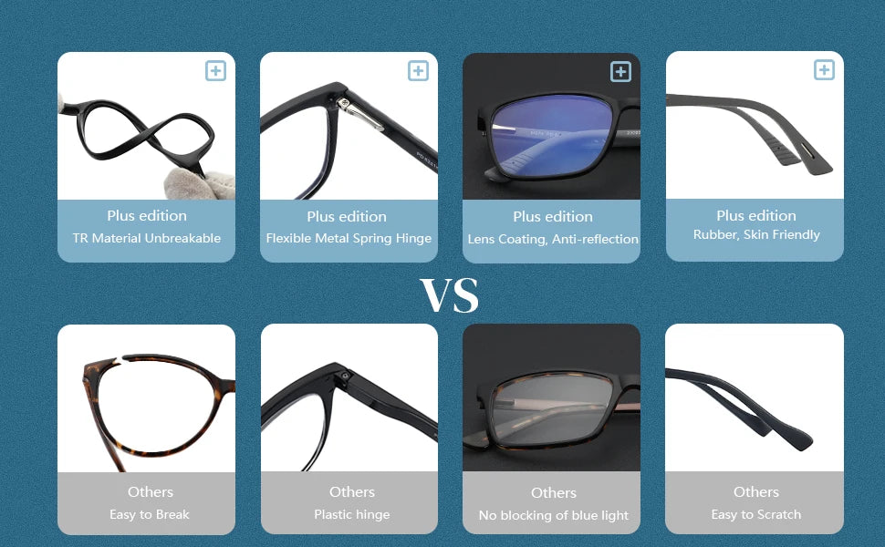 BLUEMOKY Rectangle Prescription Eyeglasses For Men Women Fashion Glasses Myopia Hyperopia Progressive Anti-Blue Light Eyewear