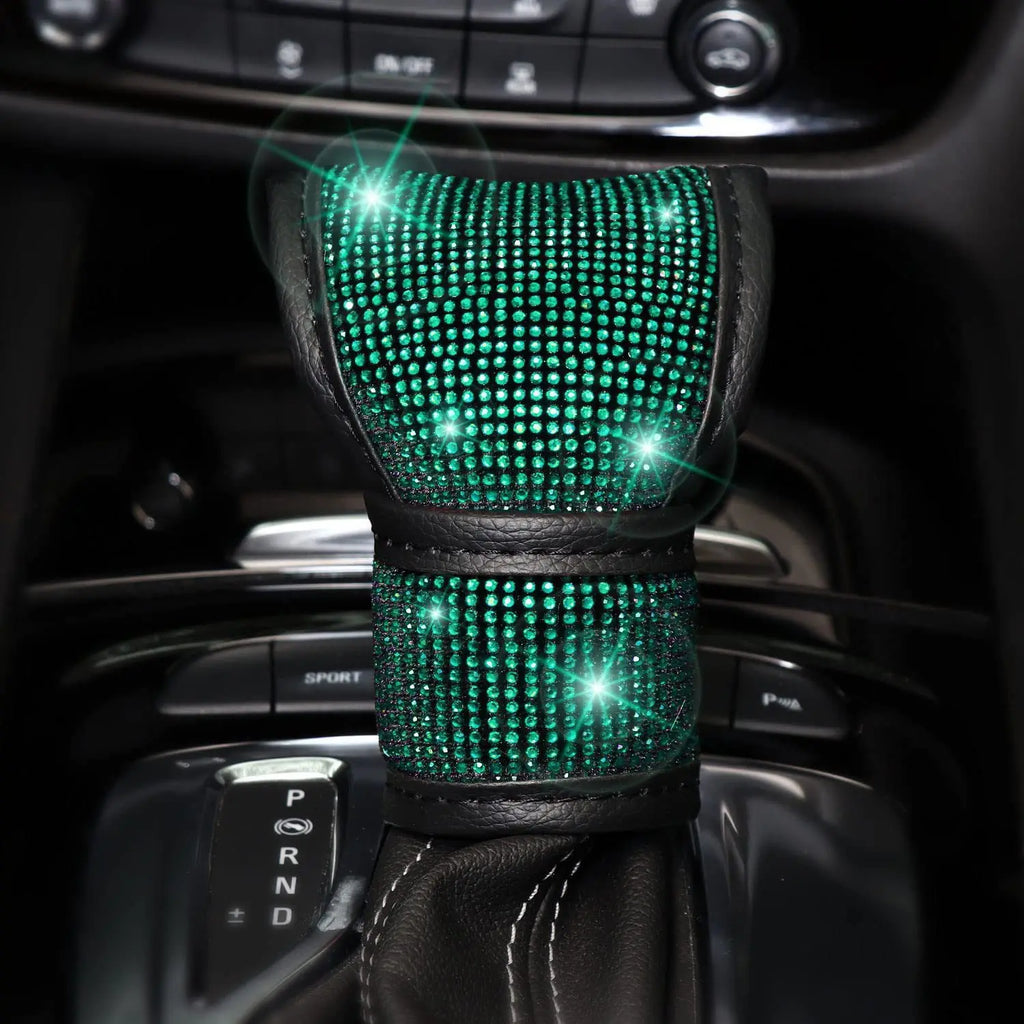 38cm Bling Car Accessories Set For Women Rhinestones Steering Wheel Cover Safety Belt Covers Gear Shift Cover Diamond Cup Pads