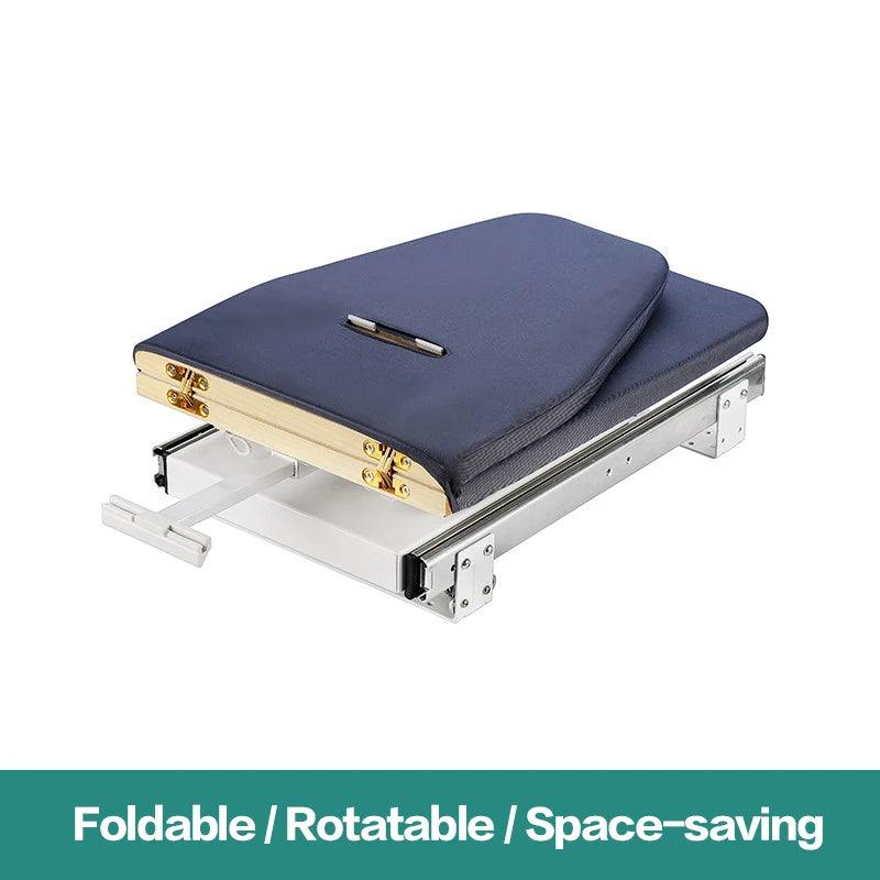 Compact Household Closet Cabinet Foldable Ironing Board Hidden Pull Out Buffer Damping Rotating Iron Stand With Top Mounted