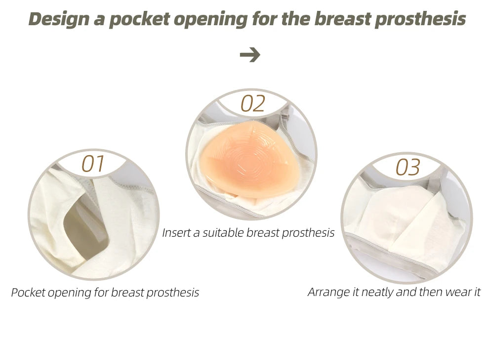LERVANLA Mastectomy Silicone Boobs Form Underwear 2-In-1 Post-Surgery Bra With Fake Breast For Chest Prosthesis Enhancement
