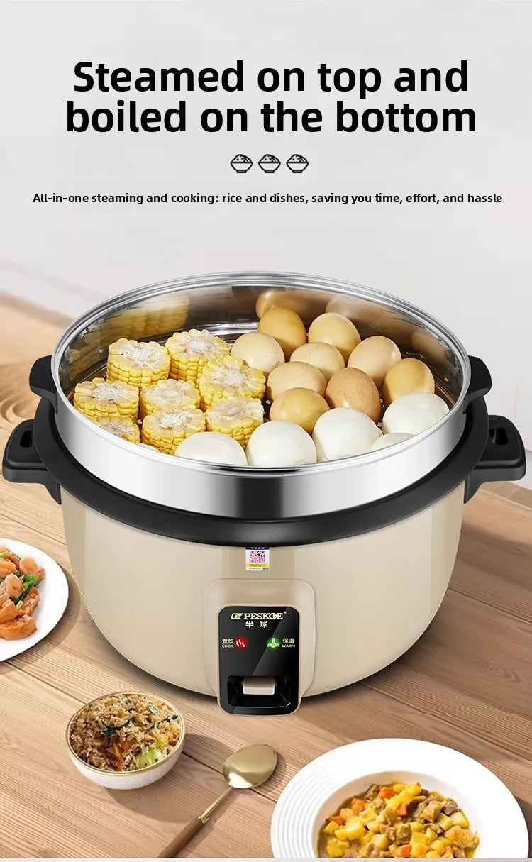 Large capacity 13L old-style rice cooker for 10-15-20 people, suitable for canteens, restaurants, and commercial use.