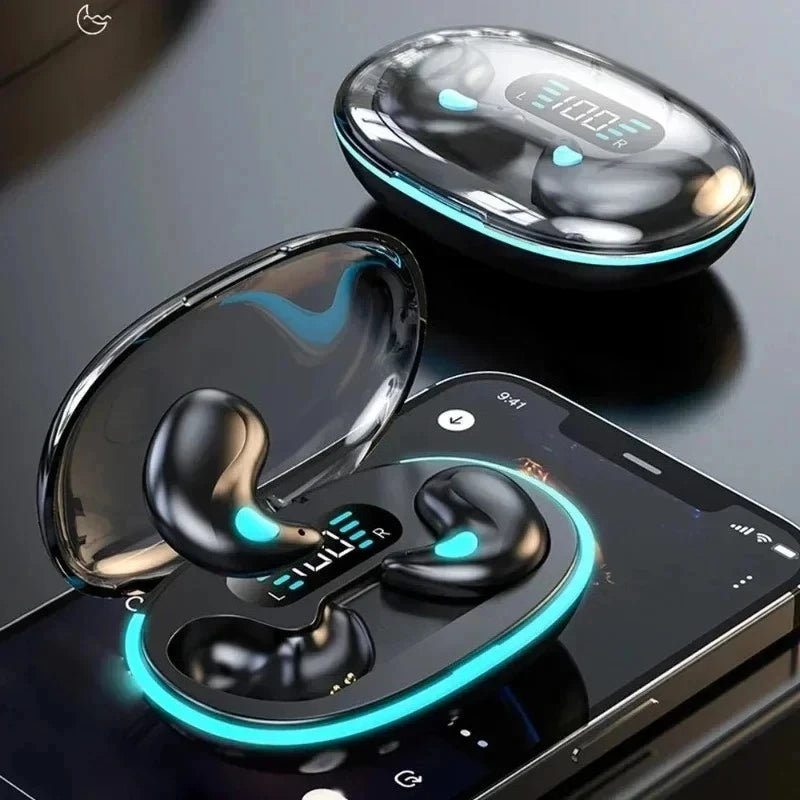 NEW X55 Earphone Stereo Hidden Headsets with Mic HD Call Waterproof Sleeping Earbuds Wireless Mini Headphones TWS Bluetooth