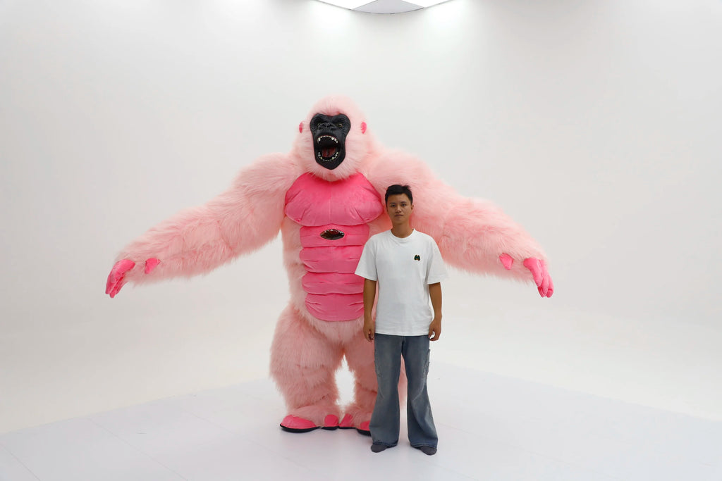 SAYGO Inflatable Multi Color King Kong Adult Cosplay Halloween Costume Plush Animal Mascot Carnival Dress Set Fur Gorilla Set