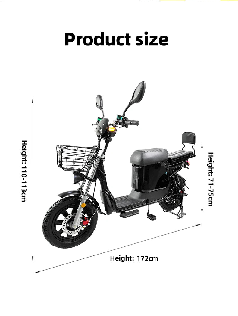 Electric Bike 16” Delivery Electric Bicycle Manufacture 800W 60V Lithium Battery Black E-bike