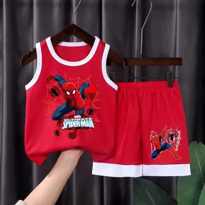 2026 Summer New Breathable Boys Vest Sets Children's Fashion Cartoon Sleeveless Top Shorts Two Piece Sets Kids Casual Outfits