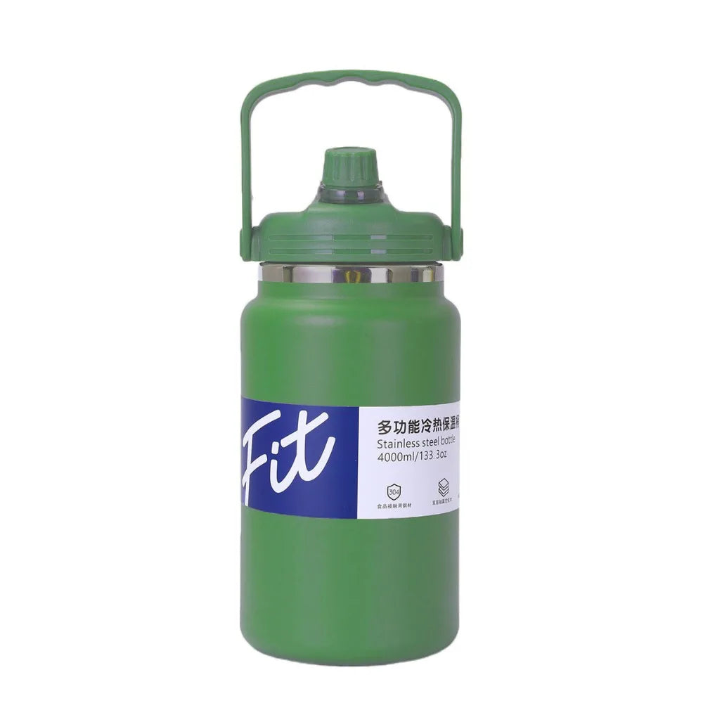 Stainless Steel Insulated Water Bottle 1.5/2/2.5L Large Capacity Sport Thermal Cup Fall-resistant with Straw Vacuum Flask