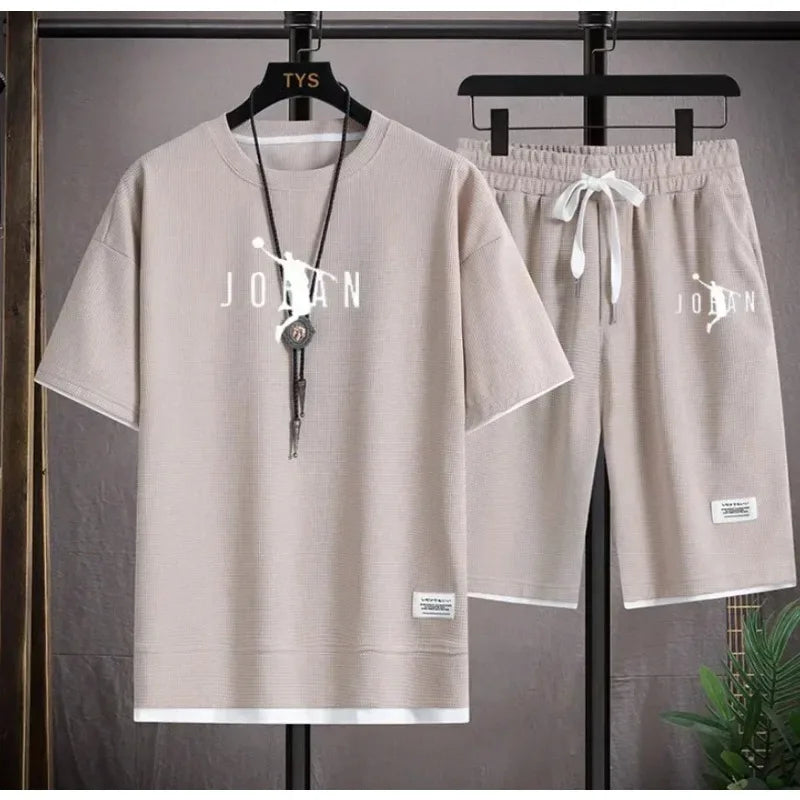 Men's 2026 Summer 2 Piece Set Casual Blazer + T-Shirt Shorts Set Fashion Designer Smart Casual Outfit Streetwear Tracksuit