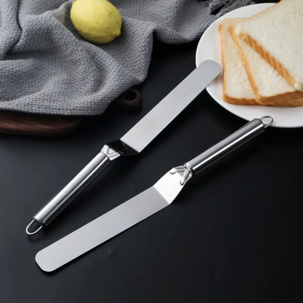 1PC Stainless Steel Cream Spatula Curved/Straight 6/8/10 Inch Cake Decorating Tools DIY Cake Spatula Kitchen Pastry Cake Decor