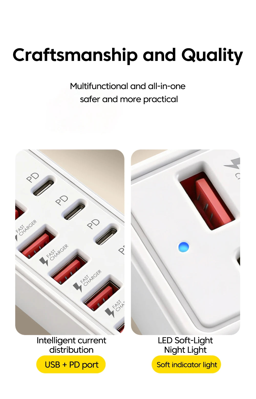 Cargador Multipuerto 12 en 1 - 6 USB-A y 6 USB-C Carga Rápida