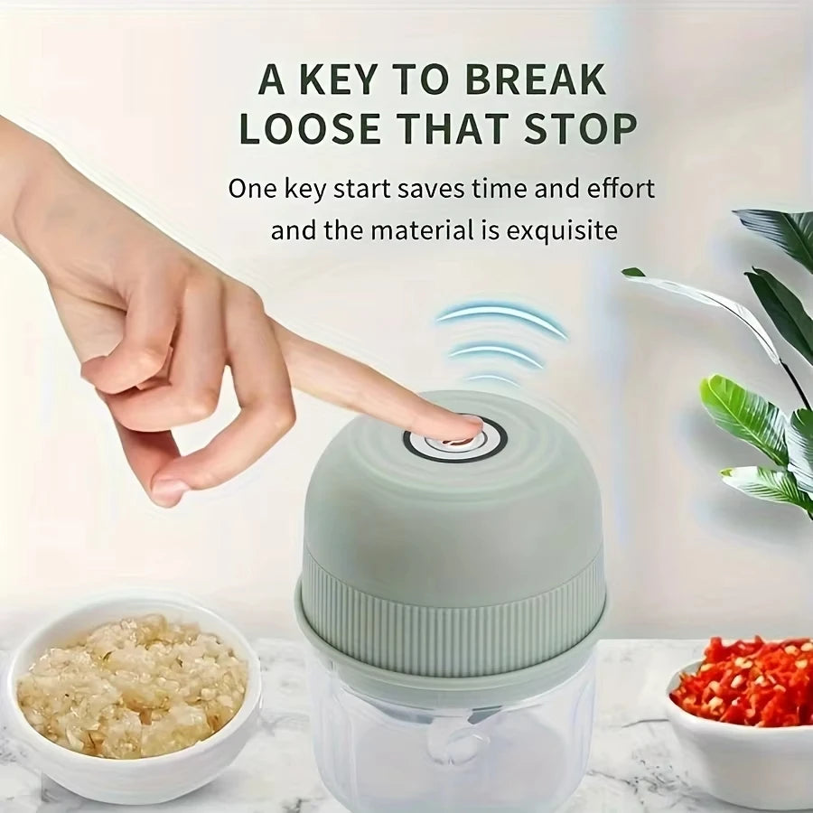 260ML Electric Meat Grinder, Rotary Garlic Grinder, Vegetable and Onion Chopper, Wireless Rechargeable Kitchen Cooking Mixer