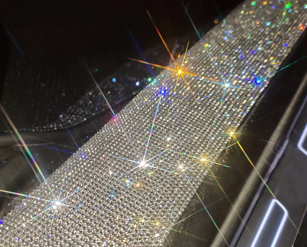 1pc Auto Accessories Shiny Crystal Door Frame Strip Decoration Car Door Protection Sticker Diamond Sticker