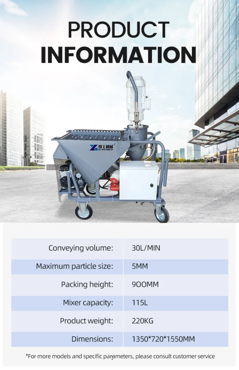 Electric Mortar Spraying Machine Gypsum Plaster Sprayer Cement Spray Pump Mortar Sprayer for Wall Decoration