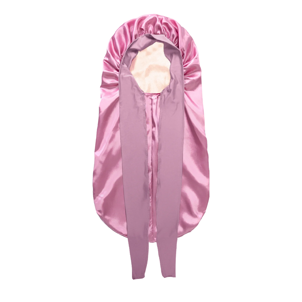 Women Extra Large Hair Long Silk Bonnet Cap & Elastic Satin Hair Band Comfortable Head Cover Night Sleep Hat for Sleeping Shower