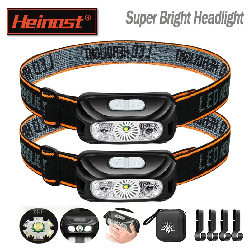 Mini Rechargeable Powerful Sensor Headlamp Fishing Camping USB Head Flashlight COB LED Head Light Torch Headlights Front Lantern