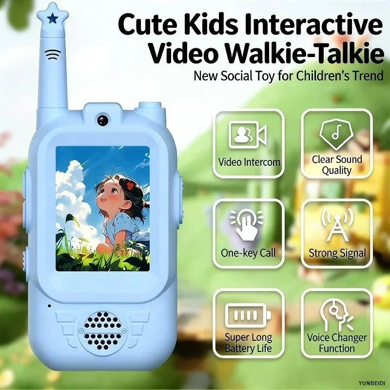 2PC Kids HD-Video Walkie Talkies 3 Styles Intercom USB Charging Indoor Outdoor Boys Girls Age 3+ for Child's Toys Birthday Gifts
