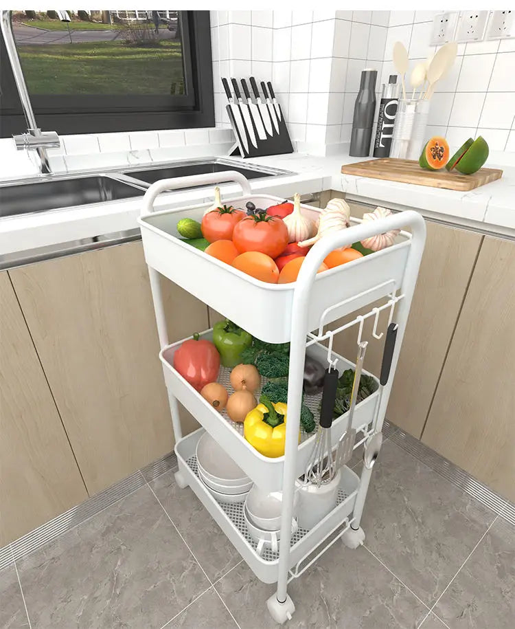 Trolley With Wooden Storage Tier Bamboo Island Premium 4 Drawer Wheel Rolling Home Restaurant Serving Locking Food Kitchen Cart