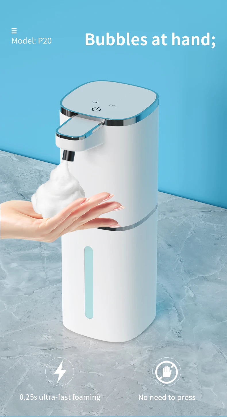 400ML Large Capacity Light Display 4-Levels Adjustable Foam/Liquid Modes Touchless Electric Automatic Smart Sense Soap Dispenser