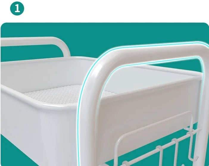 Trolley With Wooden Storage Tier Bamboo Island Premium 4 Drawer Wheel Rolling Home Restaurant Serving Locking Food Kitchen Cart