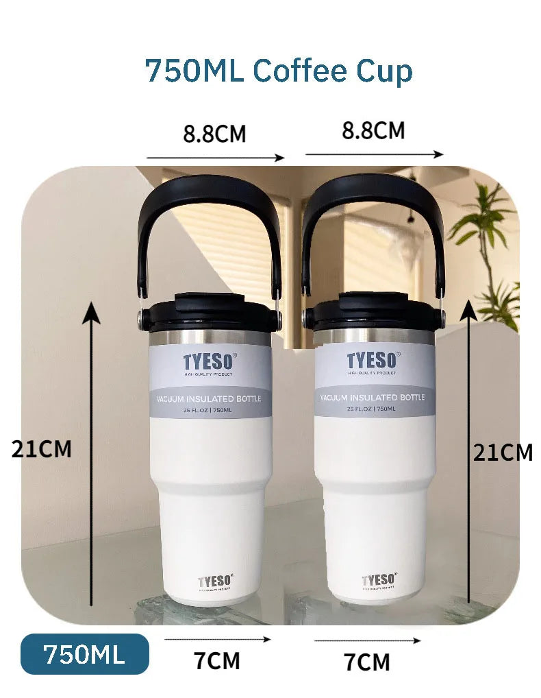 TYESO Large Capacity Stainless Steel Thermo Bottle Car Coffee Cup Keep Cold and Heat Thermal Mug Sport Water Bottle Vacuum Flask