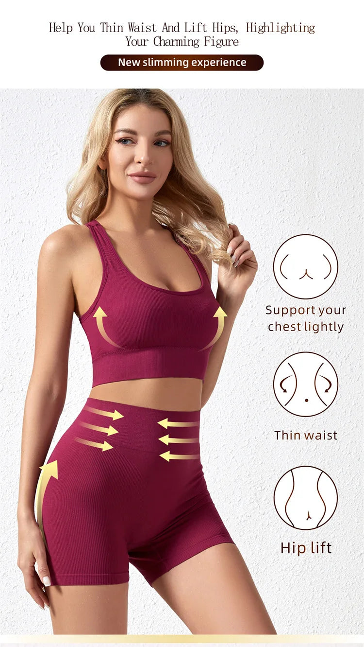 1Set Womens Underwear Set Wireless Lingerie Panties Bra Female Sexy Seamless Tank Crop Top Lady Sports Fitness Yoga Clothing Set
